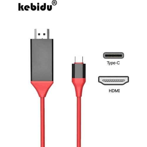 Kebidu 2M 4K Type-C to HDMI-compatible Cable USB 3.1 30Hz HD Extend Converter HDTV USB-C for Macbook Samsung S8 TV