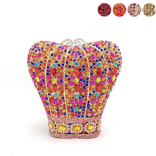 Fashion ladies Bridal wedding party women evening party bag diamonds luxury funny queen crown clutches elegant crystal purses