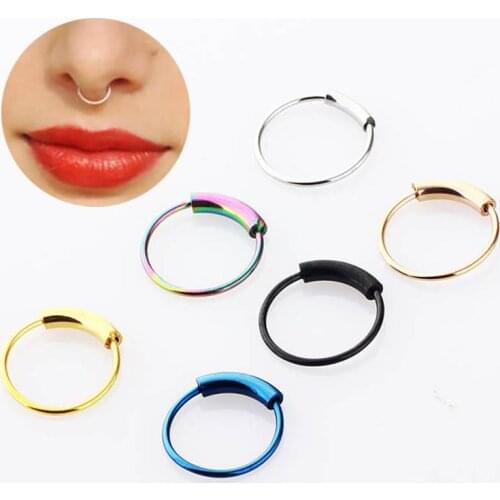 1pc 6/8/10mm Steel Hinged Clicker circle ring Piercing Nose Ring Hoop Lip Ear Ring Body Jewelry Piercing Clip Gift