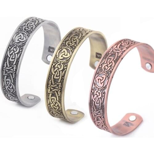 Hot Selling Lucky Irish Knot Viking Talisman Wicca Bracelet Vintage Health Care Cuff Magnetic Therapy Bracelet for Men