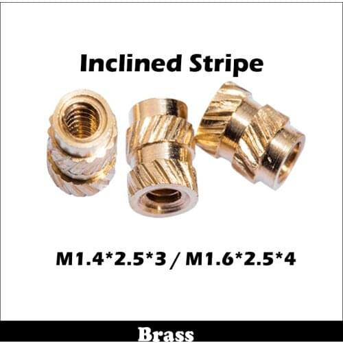 M1.4 M1.4*2.5*3 M1.4x2.5x3 M1.6*2.5*4 M1.6x2.5x4 Inclined Stripe Thread Injection Moulding Brass Insert Round Knurled Thumb Nut