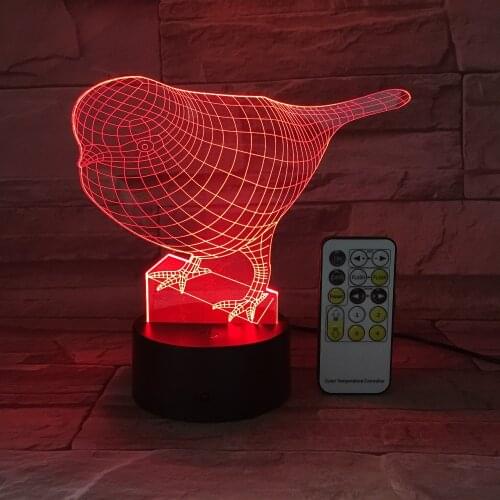 Cute Bird Night Light 3D USB Touch Switch Remote Control Acrylic Engrave 7 Color Gradient Atmosphere Table Lamp Kids Color Gifts