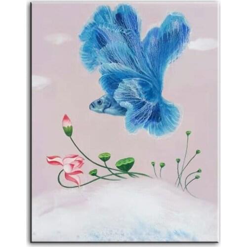 Original oil painting Dancing goldfish painter original paintings decoration painting Custom-made oil painting 16110721