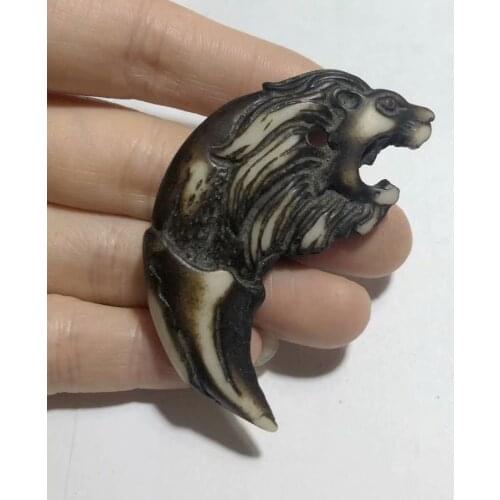 16 pcs Sale Yak Bone Necklace Pendant Charm Mens Carve Gothic Lion Simulation
