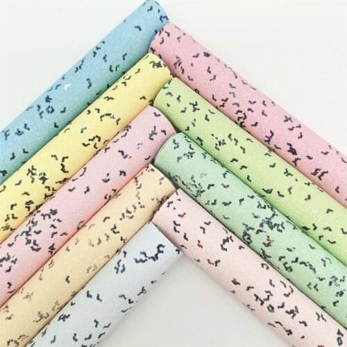 Pastel ColorsGlitter Faux Vinyl Fabric with Felt Backing Glitter Leather Sheets with Bats For Earrings Bows DIY 21X29 CM 2235A