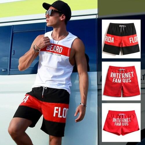 K200 Cool black red swimwear men beach shorts trend couple women men swimsuits sunga board surfing swimming trunk boxer briefs