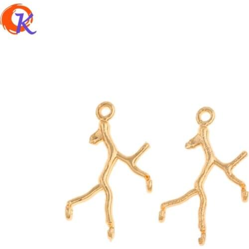 Cordial Design 50Pcs 12*18MM Jewelry Accessories/Earring Connectors/Branch Shape/Genuine Gold Plating/Hand Made/Earring Findings