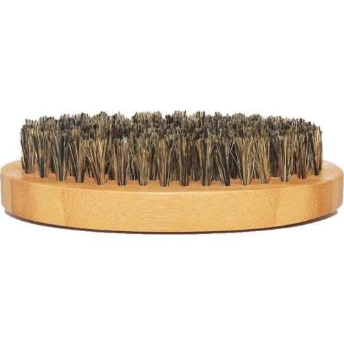 Men Boar Hair Bristle Beard Mustache Brush Hard Round Wood Handle Comb Shaving Brush