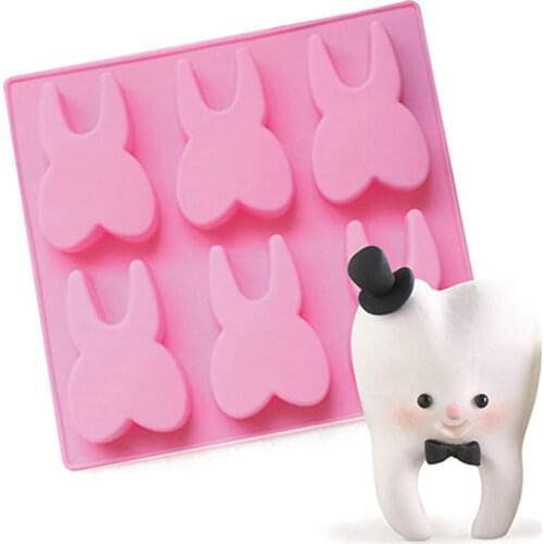 6 Cavity Tooth Silicone Soap Mold, Funny Teeth Shape Novelty Ice Cube Tray Chocolate Candy Dessert Jello Mold Cake Baking Pan