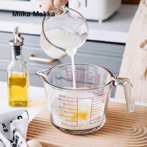 Glass Measuring Cup Household Kitchen Baking Flour Scaled Cup Small Extra Thick High Temperature Resistant Large Capacity
