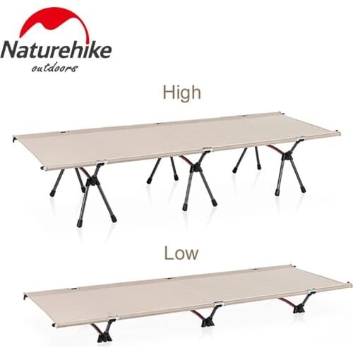 Naturehike Ultralight Camping Bed High and Low Use Folding Camp Cot Portable Single Bed for Outdoor Travel Base Camp Hiking