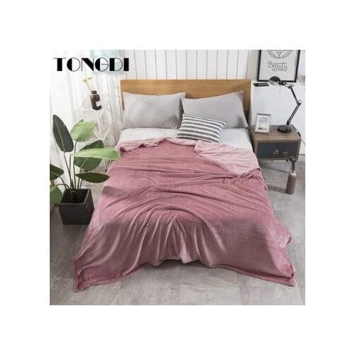TONGDI Thicken Soft Warm RASCHEL Light Fannel Fleece Blanket Solid Luxury For Winter Couch Cover Bed Machine Wash Bedspread
