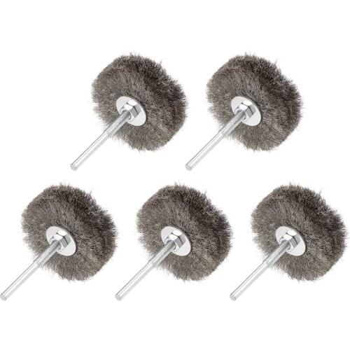 Uxcell 5 Pcs 80mm Wire Wheel Brush Bench Stainless Steel Crimped Wire w 1/4-Inch Shank