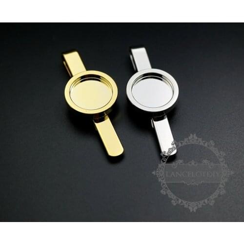 15mm setting size gold,silver color brass round bezel DIY tie clip tie bar supplies findings 1540025