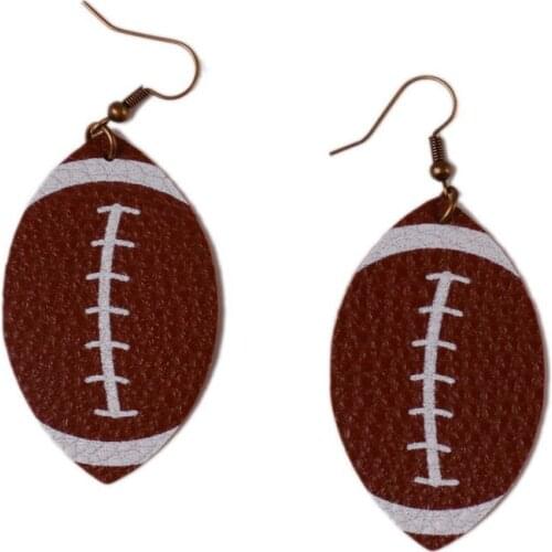 New for Women Leather Prints Softball Football Dermis Earrings Fashion American Sport Baseball Earrings Jewelry Accessory