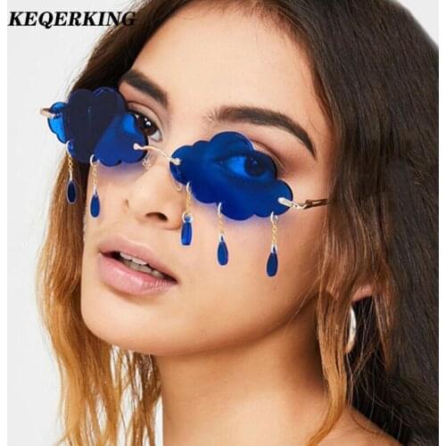 2020 Fashion Rimless Sunglasses Women Brand Designer Frameless Cloudy Rain Vintage Steampunk Sun Glasses For Female Shades Gafas
