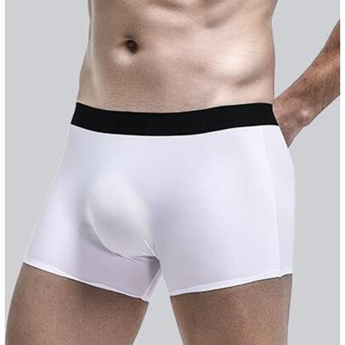 2021 New Mens Sexy Breathable Ice Silk Boxer Briefs Seamless Shorts Underwear Comfortable Soft Underpants