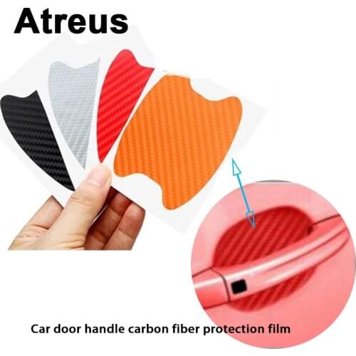 Atreus 4pcs Car Door Handle Carbon Fiber Stickers Decal For BMW e46 e39 e36 Audi a4 b6 a3 a6 c5 Renault duster Lada granta