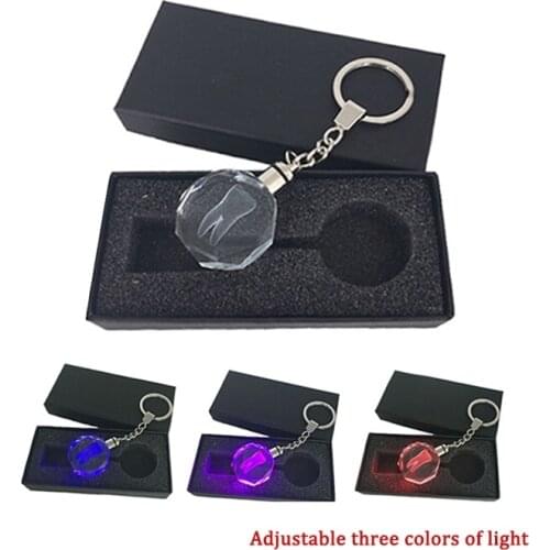 5Pcs Dental Gift LED crystal pendant Tooth Key Chain Fashion Cartoon Lovely Girls Gift Pendant Teeth Key Chain