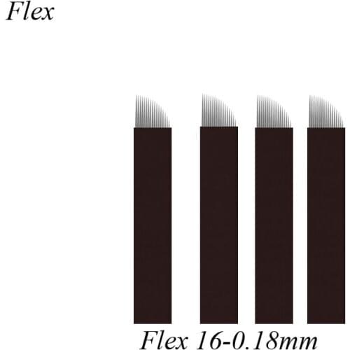 50 Lamina Agulha Tobori Microblading 16 Pontas Flex 0.18mm Eyebrow Needles Manual Permanent Make-up Microblading