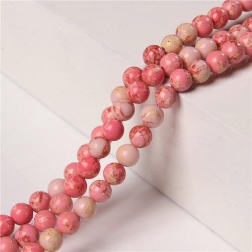 Wholesale Pink Sea Sediment Jaspe Strand Beads 6 mm 8 mm 10 mm Polished Stone Bead For DIY Making Jewelry Accessory Bracelets