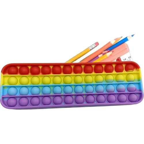 Push popper Pencil Case Bubble Fidget Toys Sensory Simple Dimple Squeeze Toy Game Antistress Stationery Bag Gift For Children