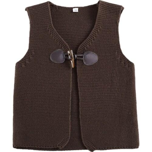 Kids Girls Boys Vests Waistcoat Button Children Knitted Outerwear Infants Tops Coats Autumn Solid Warm Clothing Top