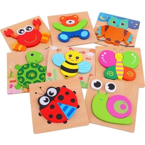 Baby Toys Wooden 3d Puzzle Intelligence Kids Early Learning Toys Cartoon Animal Puzzles Montessori Educational Toys For Children
