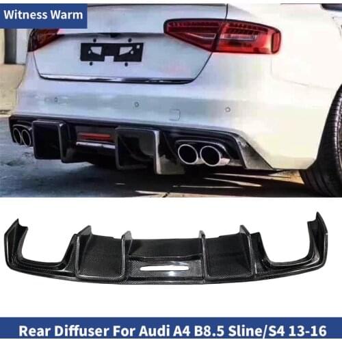 Carbon Fiber Rear Bumper Diffuser Lip Spoiler with LED Lights For Audi A4 B8.5 Sport Sline And S4 bumper 2013-2015