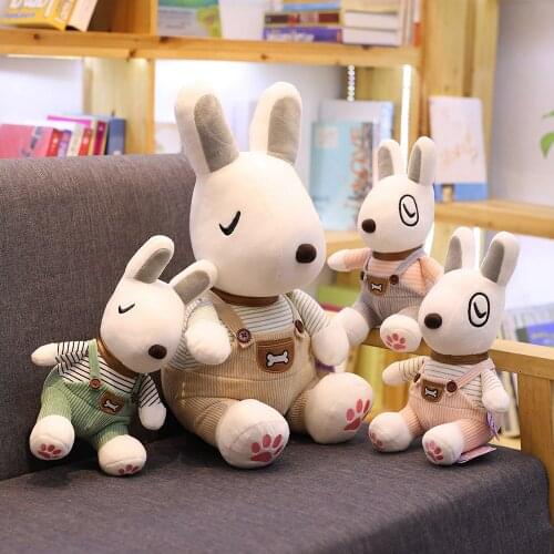 28/36/48 cm Dog Plush Toy Stuffed Clothes Wearing Bull Terrier Toy For Kids Birthday Gift Home Decoration