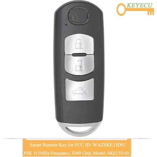 KEYECU Smart Remote Control Car Key for Mazda 3 6 2014 2015 2016 2017, Fob 3 Buttons - FSK 315MHz - 49 Chip - Model: SKE13D-01