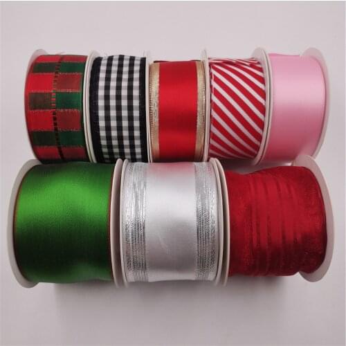 10 Yards Christmas Festival Wired Edge Ribbon for Tree Decorations Bow Making New Year Gift Wrapping