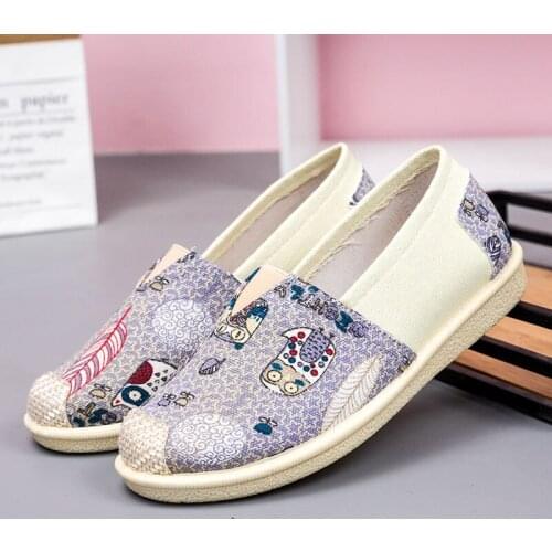 Spring Autumn Women Loafers Shoes Espadrille Graffiti Comfort Flat Platform Creepers Shoes Slip On Shoes Footwear Ladies Shoes