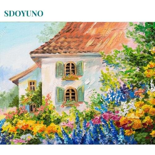 SDOYUNO 60x75cm Oil Painting By Numbers Scenery DIY Paint By Numbers On Canvas Frameless Landscape Hand Painting Home Decor