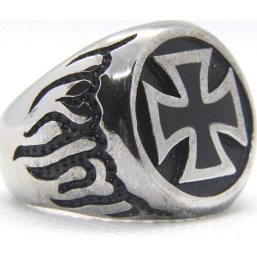 Support Dropship New Design Cross Ring 316L Stainless Steel Jewelry Punk Style Men Boys Ring