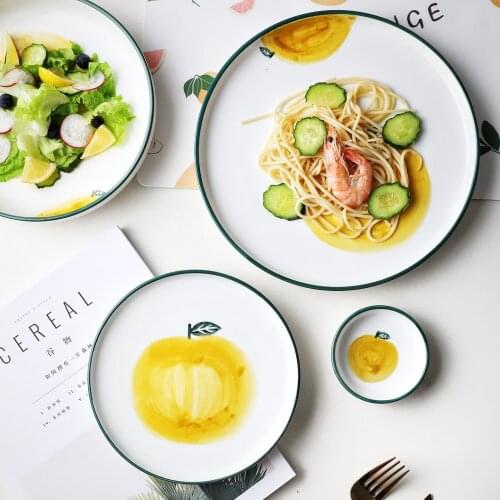 MUZITY Ceramic Dinner Plate Fruit Design Round Porcelain Dish Special Lovely Fish Plate Dinnerware