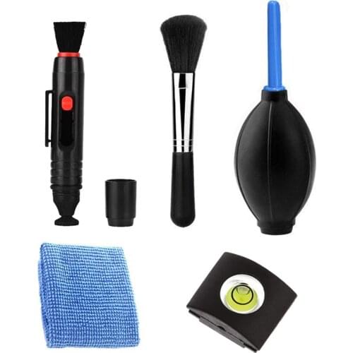 5pcs Camera Cleaning Kit Dust Cleaner Lens Clean Brush Pen Wipes Fuliginous Air Blower Kit For Canon Sony Spirit Warm Shoe Lens