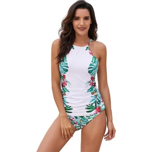 2021 New womens split conservative triangle suspenders soak spa resort print swimsuit