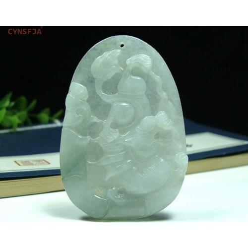 CYNSFJA New Real Certified Natural Grade A Burmese Emerald Jade Amulets Dragon Jade Pendant High Quality Hand Carved Best Gifts
