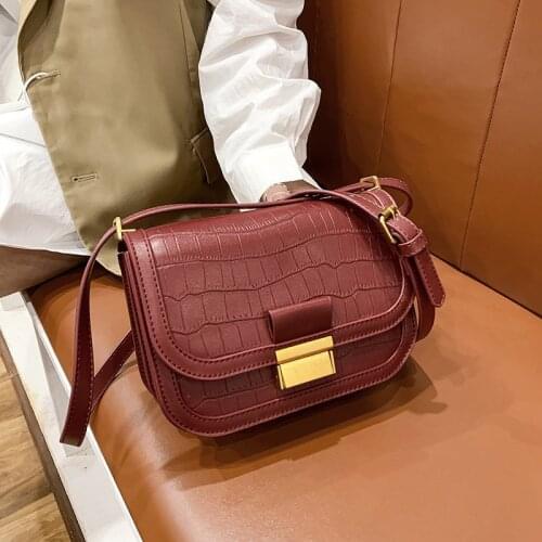 NEW Stone Pattern PU Leather Crossbody Bags For Women 2021 Lock Designer Shoulder Simple Bag Female Travel Handbags