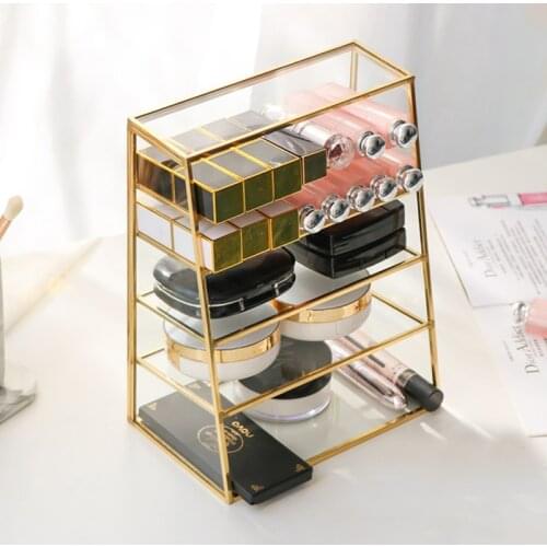 New Golden Eye Shadow Makeup Organizer Storage Box Jewelry Storage Case Lipstick Holder Cosmetic Makeup Tools Storage Box Stand