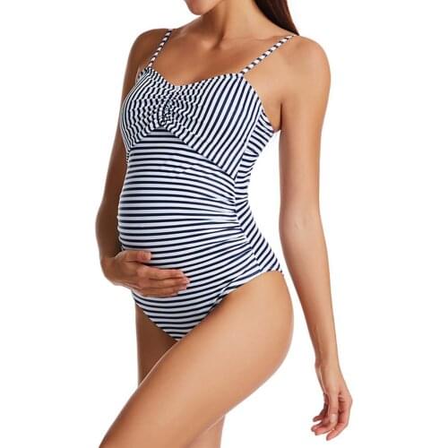 Maternity Clothes Summer Women Striped One-piece Swimsuit Maternity Swimwear Bikini Suit Beachwear Ropa Maternal Беременным