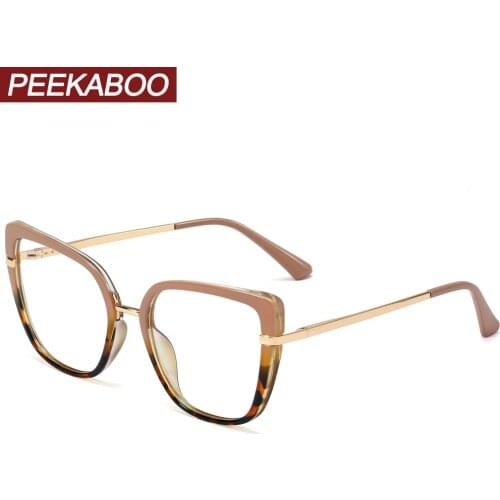 Peekaboo retro cat eye glasses blue light filter gold metal TR90 optical glasses frame women computer clear lens accessories