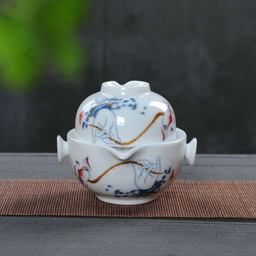 Portable Travel Tea Set Ceramic Shopper Cup, One Pot, One Personal Tea Maker