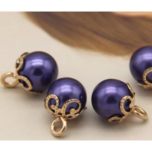 20pcs Purple Pearl Flower Shank Plastic Dress Buttons For Clothes Women Shirt Handmade Decorative Handmade Accessories Wholesale