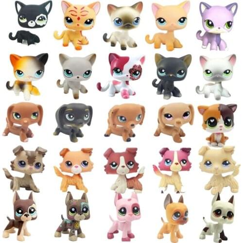 LPS CAT rare pet shop cute toys dog dachshund collie spaniel Great Dane mini short hair cat white stands old kitten original