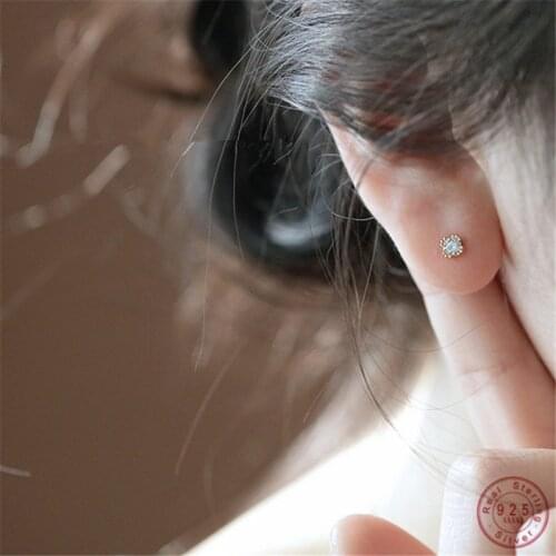 925 Sterling Silver French Simple Crystal Flower Stud Earrings Women Light Luxury Temperament 14k Gold Plating Jewelry Gift