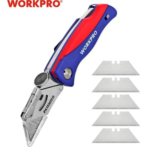 WORKPRO Folding Knife Utility Knife with 5 Blades Electrician Cutter Tool HOT SALE
