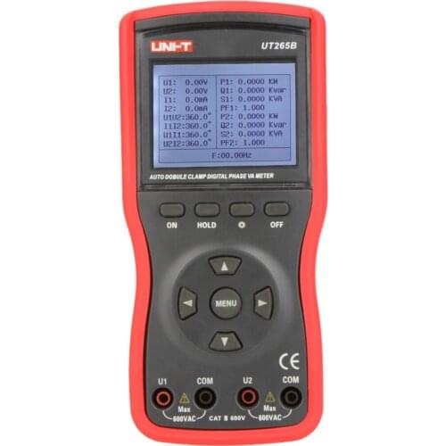 UNI-T UT265B Auto Double Clamp Digital Phase Meter VA Volt Ammeter Power Factor Tester Power Meter w/RS-232 & LCD Backlight