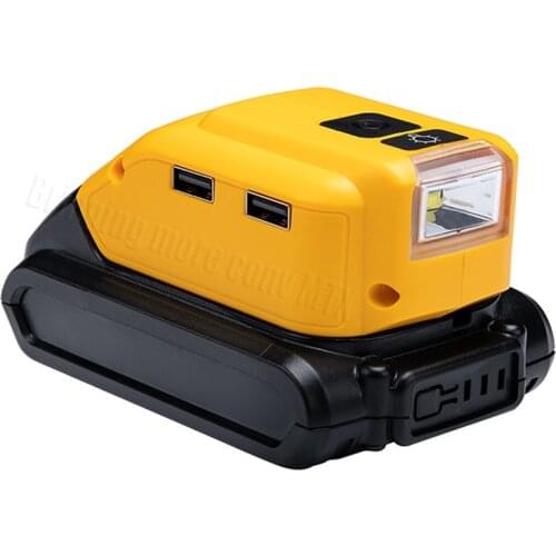 USB Charging Adapter For DEWALT 14.4V 18V 20V Li-ion Battery Converter DCB205 DCB200 Adapter LED light Tool battery Adapter